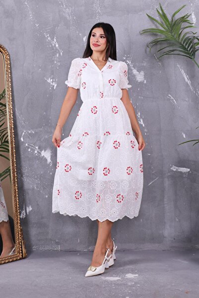 ZEYWEAR Nakışlı Astarlı Fisto Elbise
