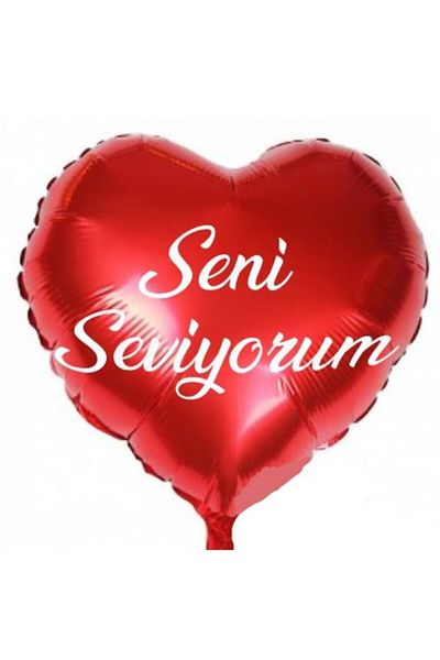 BAL10 DÜNYASI I Love You Printed Red Heart Foil Balloon Valentine's Day 45 Cm (3 Pieces)