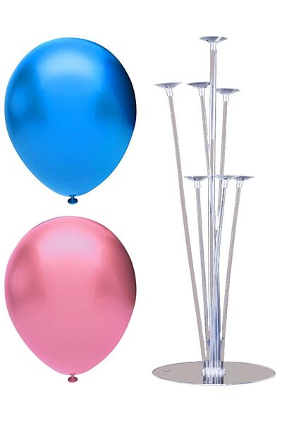 BAL10 DÜNYASI 7 Stick Balloon Stand + 40 Balloons / Dark Blue - Pink