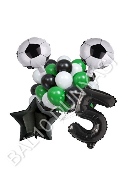 BAL10 DÜNYASI Football Ball Star Number Latex Balloon Set Age 5