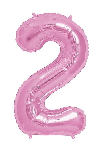 BAL10 DÜNYASI Foil Balloon 34 Inch 80 Cm 2 Number Pink