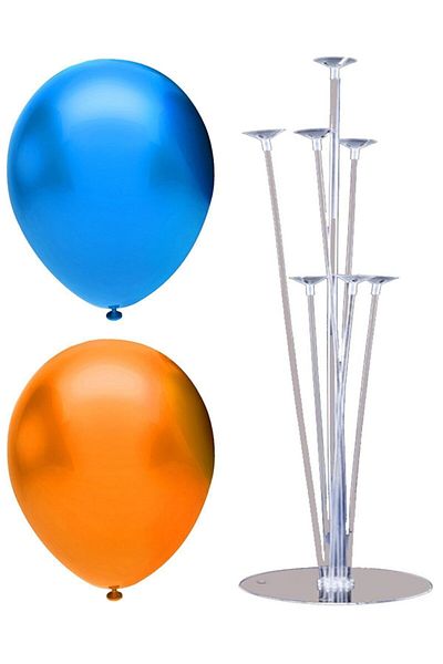BAL10 DÜNYASI 7 Stick Balloon Stand + 40 Balloons (Orange, Dark Blue)