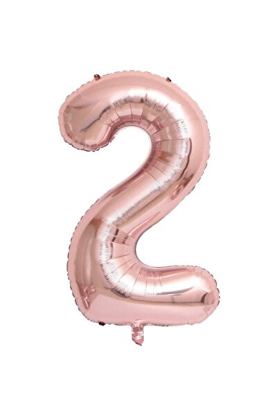 BAL10 DÜNYASI 2 بالون فويل بأرقام ذهبية وردية 80 سم