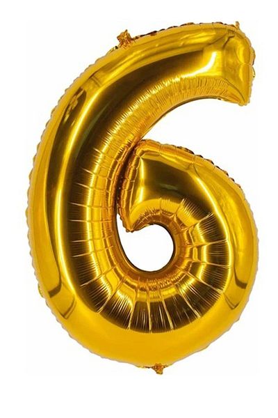 BAL10 DÜNYASI 6 Years 40 Inch 100 Cm Gold Large Number Foil Balloon