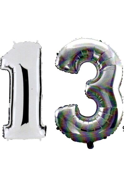 BAL10 DÜNYASI 13 Year Old Number Foil Balloon Silver 40 Inch 100 cm