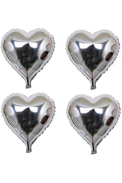 BAL10 DÜNYASI Silver Heart Foil Balloon Set 7 Pieces 25 Cm