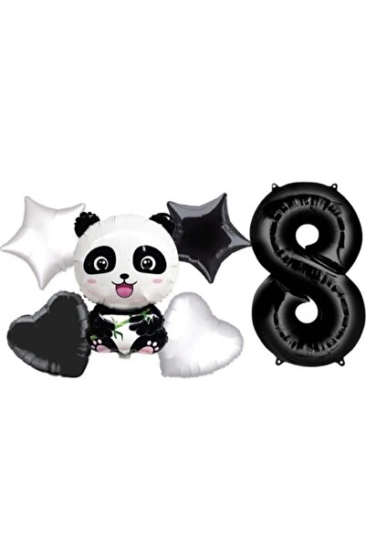 BAL10 DÜNYASI Panda Themed Star Heart Foil Balloon Wedding Party Set Age 1