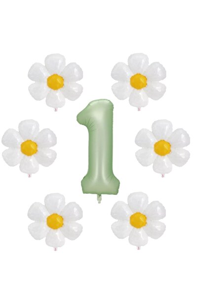 BAL10 DÜNYASI العمر 1 - اللون الأخضر المائي، مجموعة 6 بالونات من رقائق الأقحوان