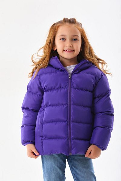 Mina Purple Inflatable Girl's Jacket - With Padding, Hood and Inner Fleece