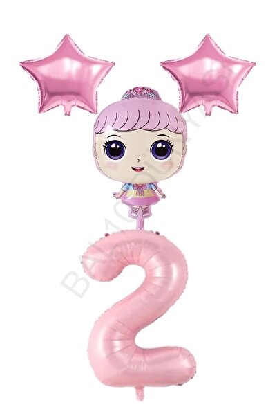 BAL10 DÜNYASI Pink Number and Star Foil Balloon Set for 2 Year Old Baby