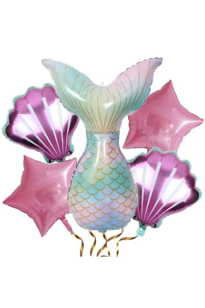 BEST PARTİ DOĞUM GÜNÜ PARTİ SÜSLERİ Sea Concept - Tail, Seashell and Star Foi...