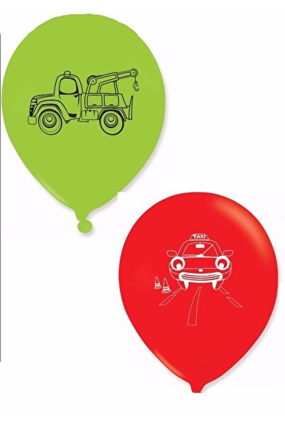 BAL10 DÜNYASI Can Cars Printed Mixed Color Balloon 15 Pieces