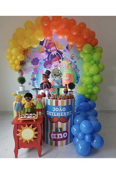 BAL10 DÜNYASI Rainbow Colors Concept Balloon 100 Pieces + 5 Mt Balloon Chain