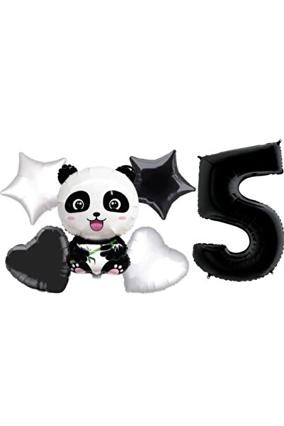 BAL10 DÜNYASI Panda Themed Star Heart Foil Balloon Wedding Party Set Age 1
