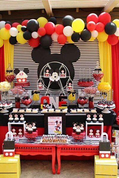BAL10 DÜNYASI 50 Pieces 12 Inch Metallic Balloon + 5 Mt Balloon Chain Mickey ...