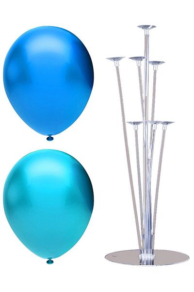 BAL10 DÜNYASI 7 Stick Balloon Stand + 20 Balloons (Light Blue, Dark Blue)