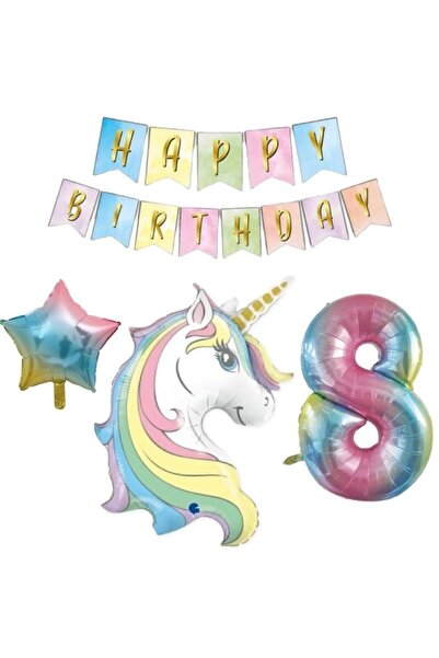 BAL10 DÜNYASI مجموعة بالونات يونيكورن فويل لعمر 8 سنوات