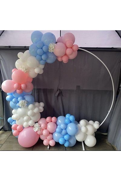 BAL10 DÜNYASI 100Pcs Pastel White Blue and Pink Macarons Balloon Chain