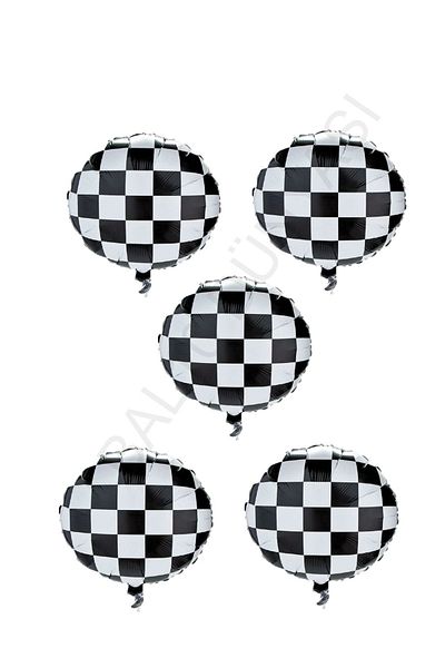 BAL10 DÜNYASI 45 cm Racing Themed Checkered Foil Balloon 5 Pieces