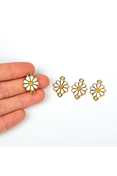 yfhobi 1 Adet - 16 Mm Çift Kulp Mineli Papatya Takı Aparatı, Altın Kaplama, 1...