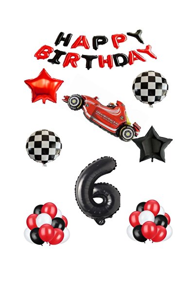 BAL10 DÜNYASI مجموعة بالونات من رقائق اللاتكس تحت عنوان السباق باللون الأسود،...