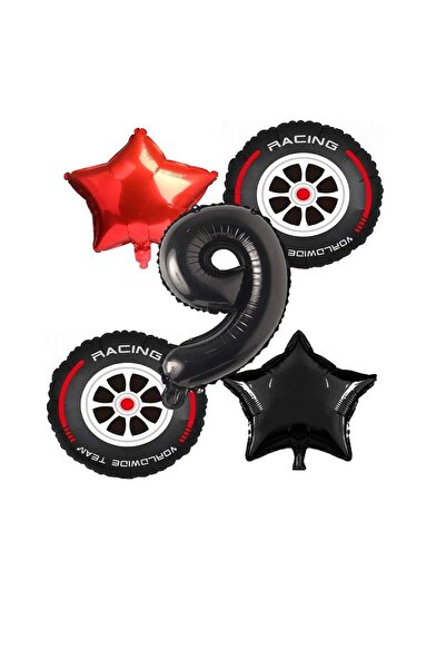 BAL10 DÜNYASI مجموعة بالونات من رقائق معدنية على شكل نجمة وأرقام سوداء للسباق...