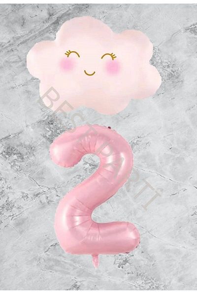 BAL10 DÜNYASI Age 2 Pink Number Cloud Foil Balloon Set