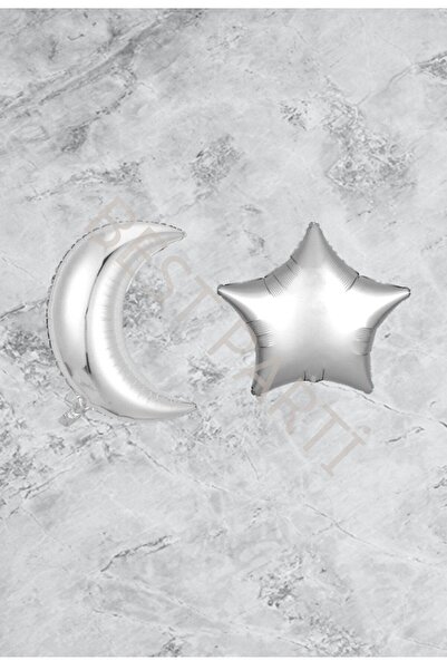 BAL10 DÜNYASI مجموعة بالونات من رقائق الفويل باللون الفضي على شكل نجمة القمر