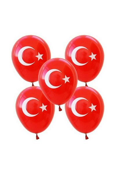 BAL10 DÜNYASI Crescent Star Turkish Flag Balloon 20 Pieces