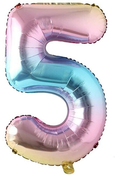 BAL10 DÜNYASI Rainbow Color Number 5 Foil Balloon 76 Cm