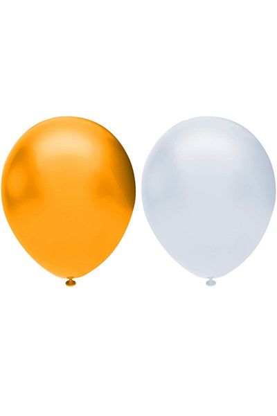BAL10 DÜNYASI Metallic Balloon Set 50 Pieces (White, Orange)