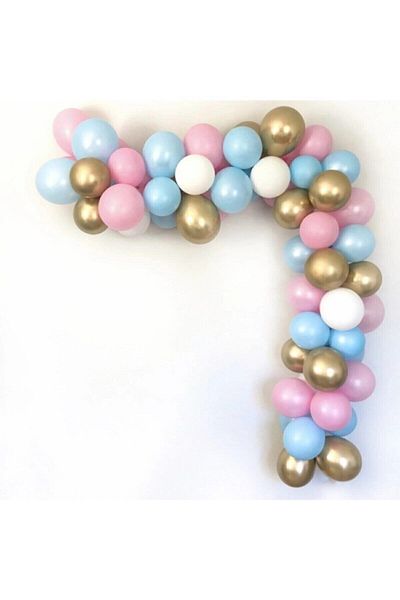 BAL10 DÜNYASI Gender Reveal Party Soft Chrome Gold Balloon Chain 50 Pieces