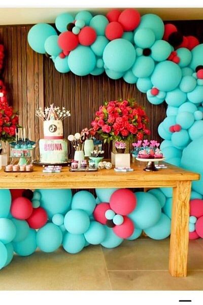 BAL10 DÜNYASI Mint Green Pastel Red 70 Balloons + 5 Mt Balloon Chain
