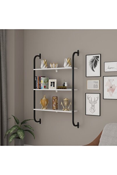 SENSA MODÜLER MOBİLYA Kitaplık Duvar Rafı Metal Kitaplık Beyaz