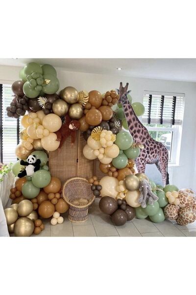 BAL10 DÜNYASI سلسلة بالونات قالب ذهبي كروم أخضر كراميل شوكولاتة بني ولون البش...