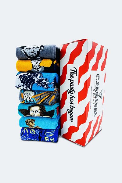 CARNAVAL SOCKS Σετ 7 καλτσών τέχνης-2 πολύχρωμες κάλτσες με σχέδια