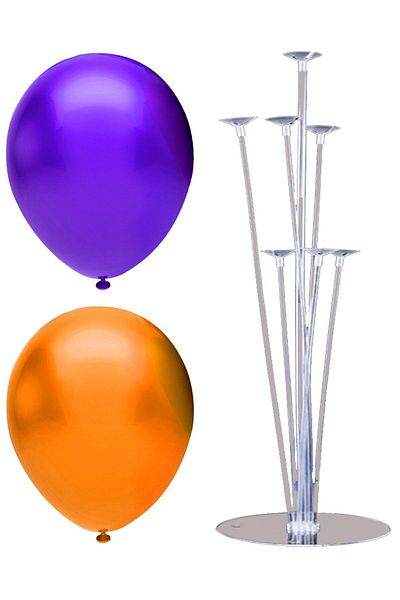 BAL10 DÜNYASI 7 Stick Balloon Stand + 7 Balloons (Purple - Orange)