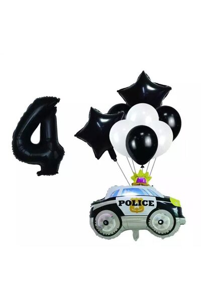 BAL10 DÜNYASI Police Police Car Foil Balloon Set Age 4