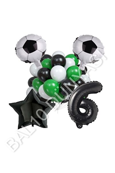 BAL10 DÜNYASI Football Ball Star Number Latex Balloon Set Age 6