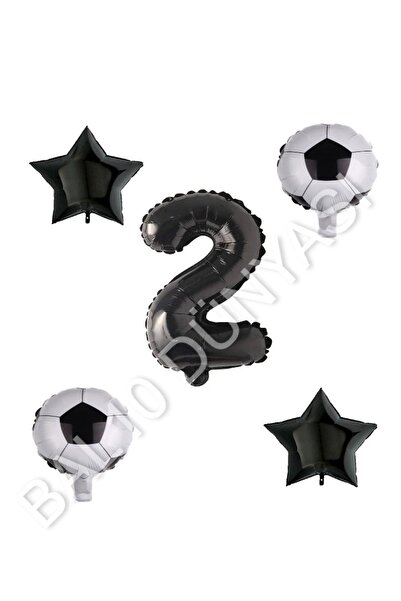 BAL10 DÜNYASI Football Ball Star Number Balloon Set Black Age 2