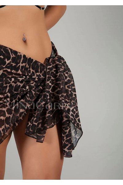 Kutay Collection Pareo din tul cu model leopard