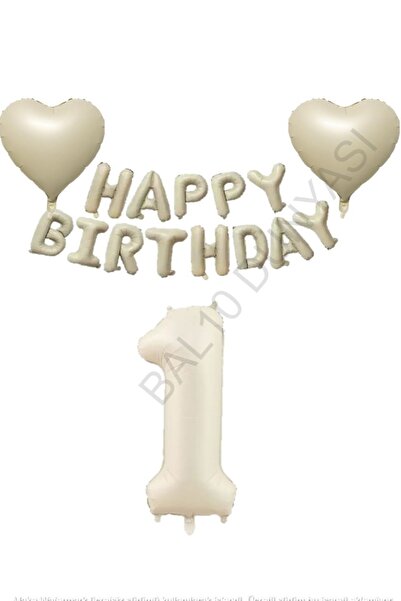 BAL10 DÜNYASI مجموعة بالونات عيد ميلاد سعيد باللون البيج على شكل قلب وأرقام، ...