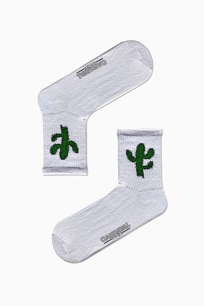 CARNAVAL SOCKS Πολύχρωμες αθλητικές κάλτσες με πράσινο σχέδιο κάκτου