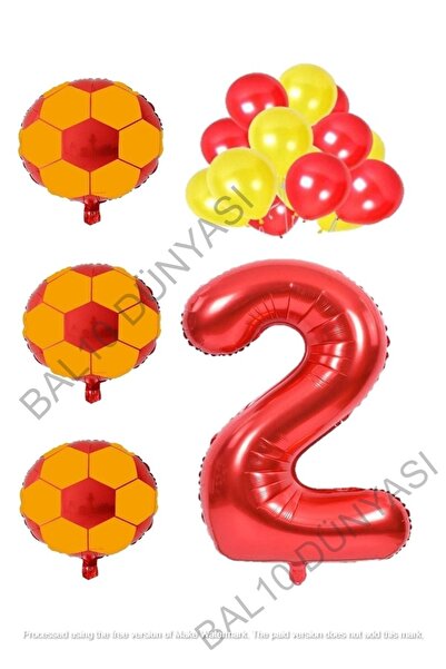 BAL10 DÜNYASI Yellow Red Football Ball Foil And Latex Balloon Figure Set Age 2