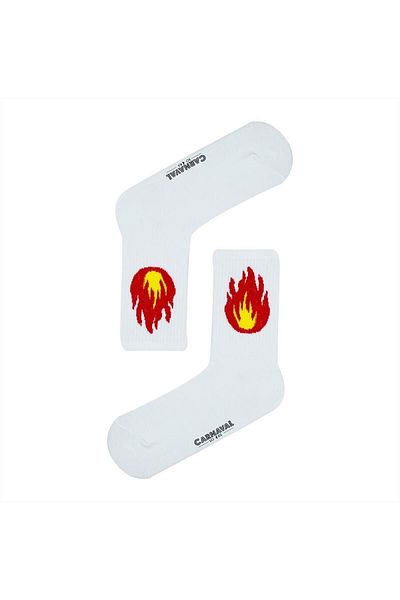 CARNAVAL SOCKS Πολύχρωμες αθλητικές κάλτσες με σχέδια με φλόγα