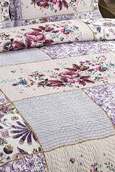 Örtüm Elina Lila Çift Kişilik Kapitone Yatak Örtüsü