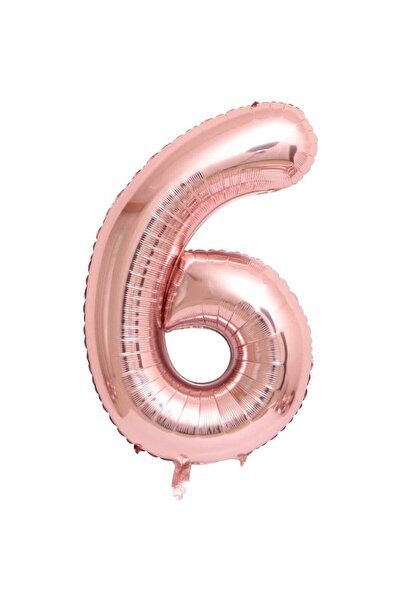 BAL10 DÜNYASI 6 بالونات فويل بأرقام ذهبية وردية 80 سم