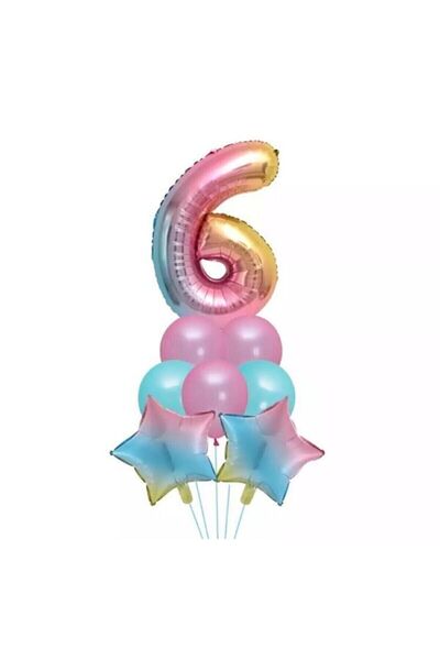 BAL10 DÜNYASI Unicorn Foil Balloon Birthday Set for 6 Years