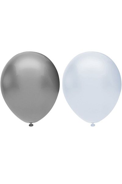 BAL10 DÜNYASI Metallic Balloon Set 20 Pieces (White, Silver)