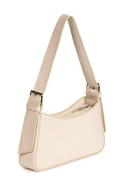 macharelbasic Kadın Astarlı Içi Gözlü Askı Detaylı Krem Baget Çanta